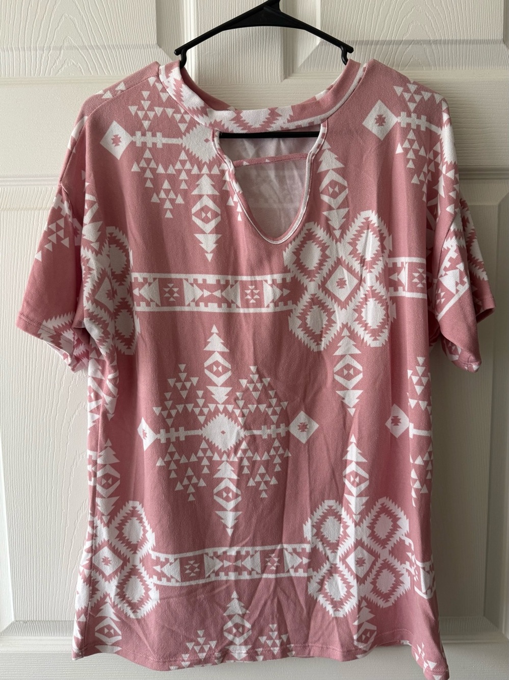 Women's Pink Aztec Keyhole Tee